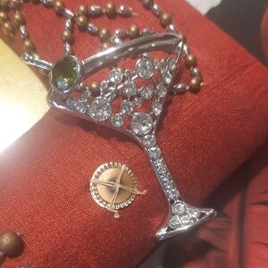 Crystal Martini Glass Brooch